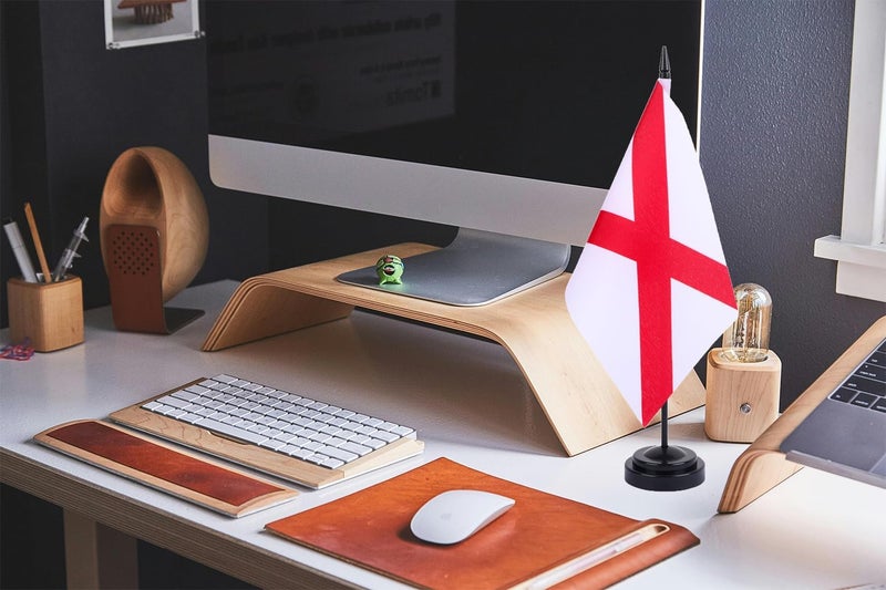 WXTWK 2 Pack USA Alabama Flag Alabama State Desk Flag Set - Mini Small Alabama Table Office Flags with Black 12" Solid Pole Stand Base Classroom Meeting Desktop Decorations - Image 5